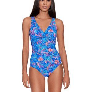 Summer Paisley Twist Over-the-Shoulder Underwire One-Piece